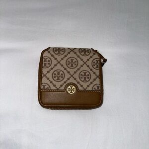 Tory Burch Tan and Brown Logo Wallet